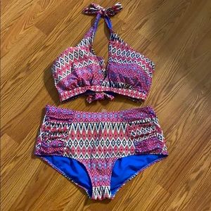 Aztec Print Plus Size High Waisted Bikini